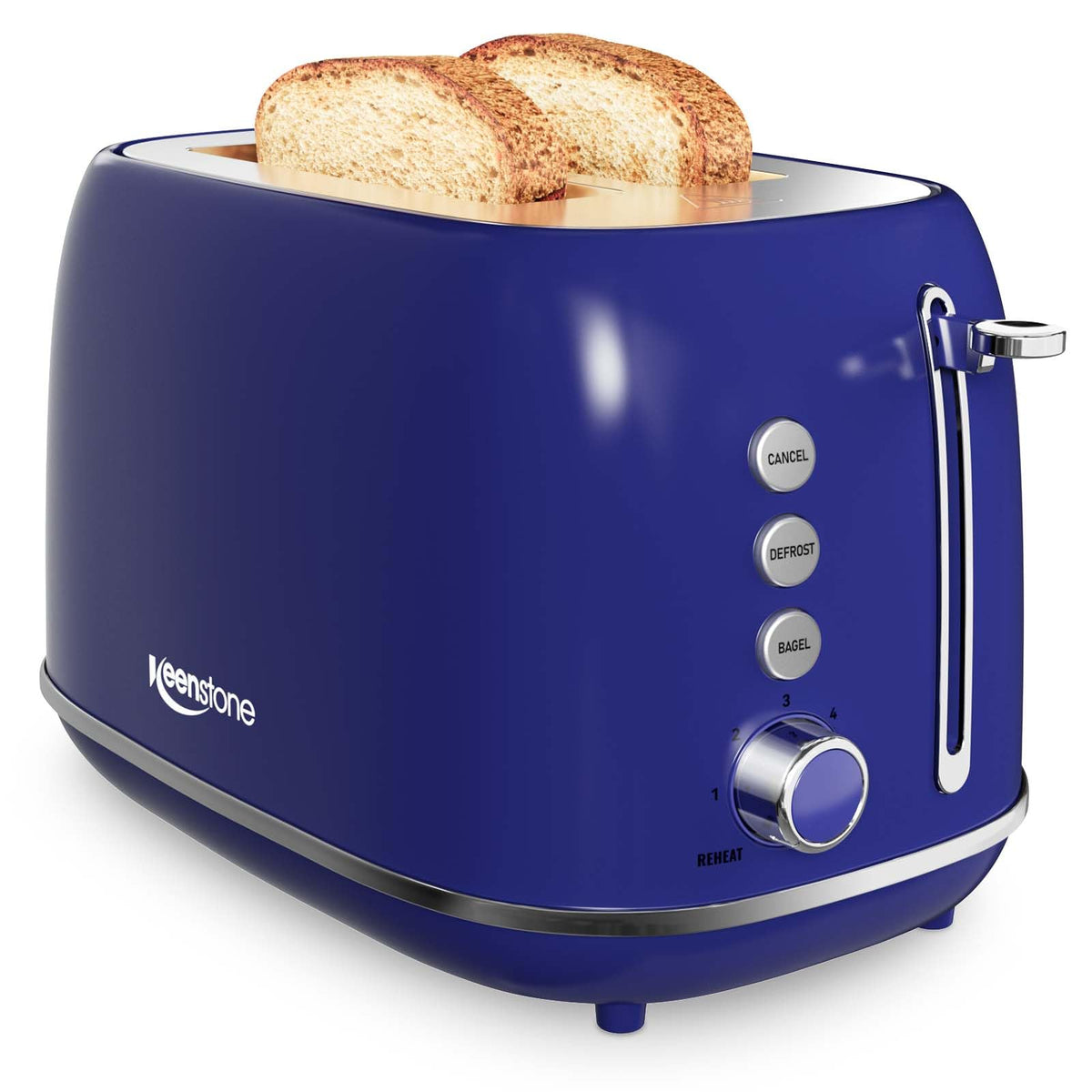 Toaster 2 Slice Keenstone Retro Stainless Steel Toaster With Bagel, Cancel, Defrost Function, Extra Wide Slot Toaster With High