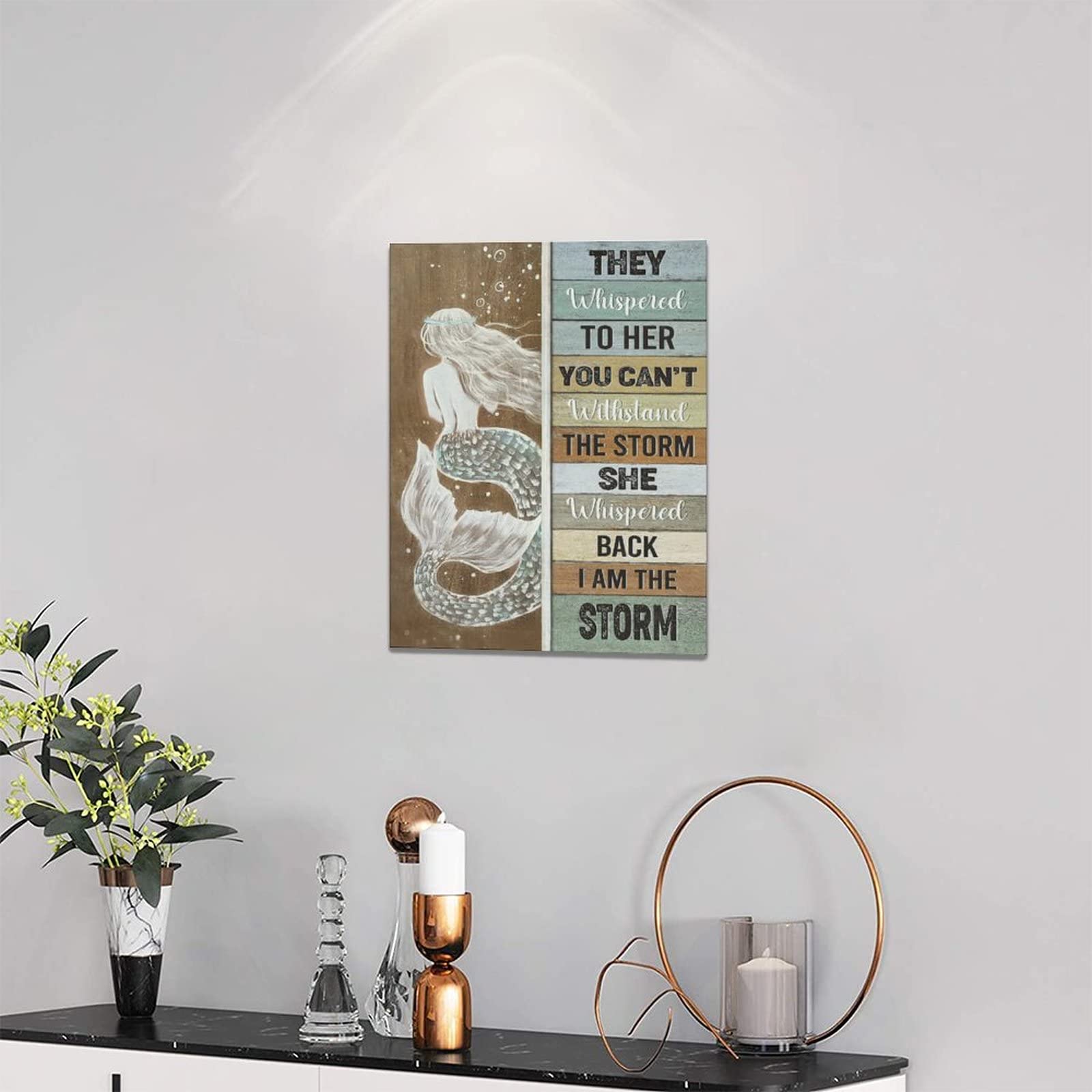 Mermaid Bathroom Decor Wall Art Vintage Girl Inspirational Quotes I Am The Storm Pictures Wall Decor Canvas Painting Prints Artw