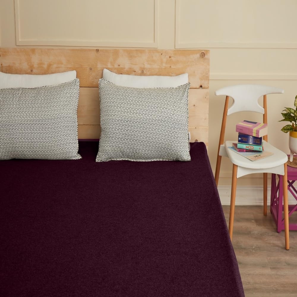 Wakefit Cotton Feel Ultra Soft Waterproof Mattress Protector|Breathable - Hypoallergenic Mattresses Cover 75 X 36 - Single, Beet