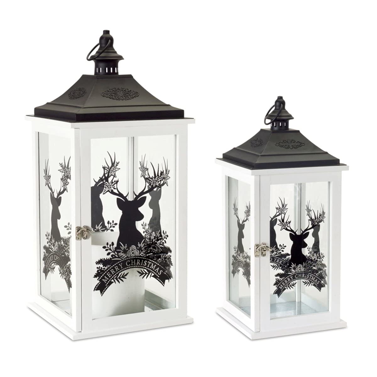 Melrose International 77598DS 17.5 x 22.75 in. Wood Merry Christmas Lantern, Set of 2