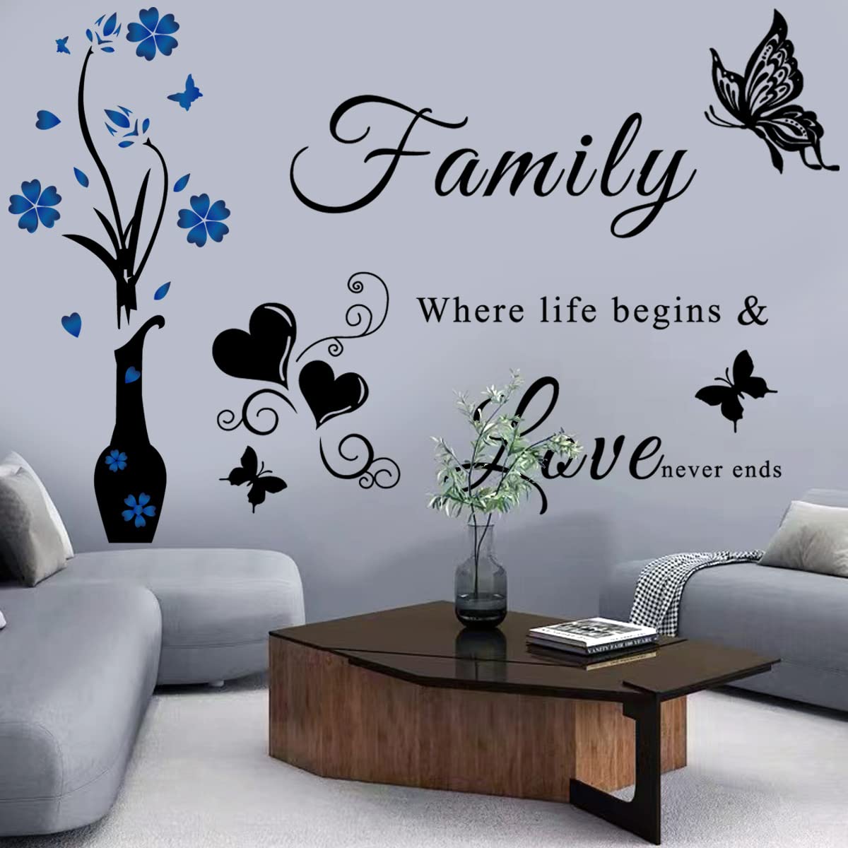 Family Wall Sticker Wall Decal Inspirational Family Quote Sticker Vase Wall Art Sticker Vinyl Lettering Saying Wall Decals For L