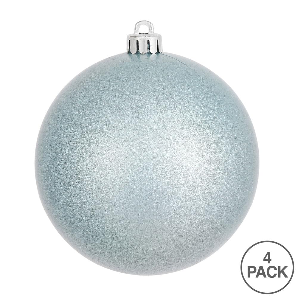 Vickerman Candy Finish Shatterproof Christmas Ball Ornament, UV Resistant with Drilled Cap, 4 per Bag, 6, Baby Blue