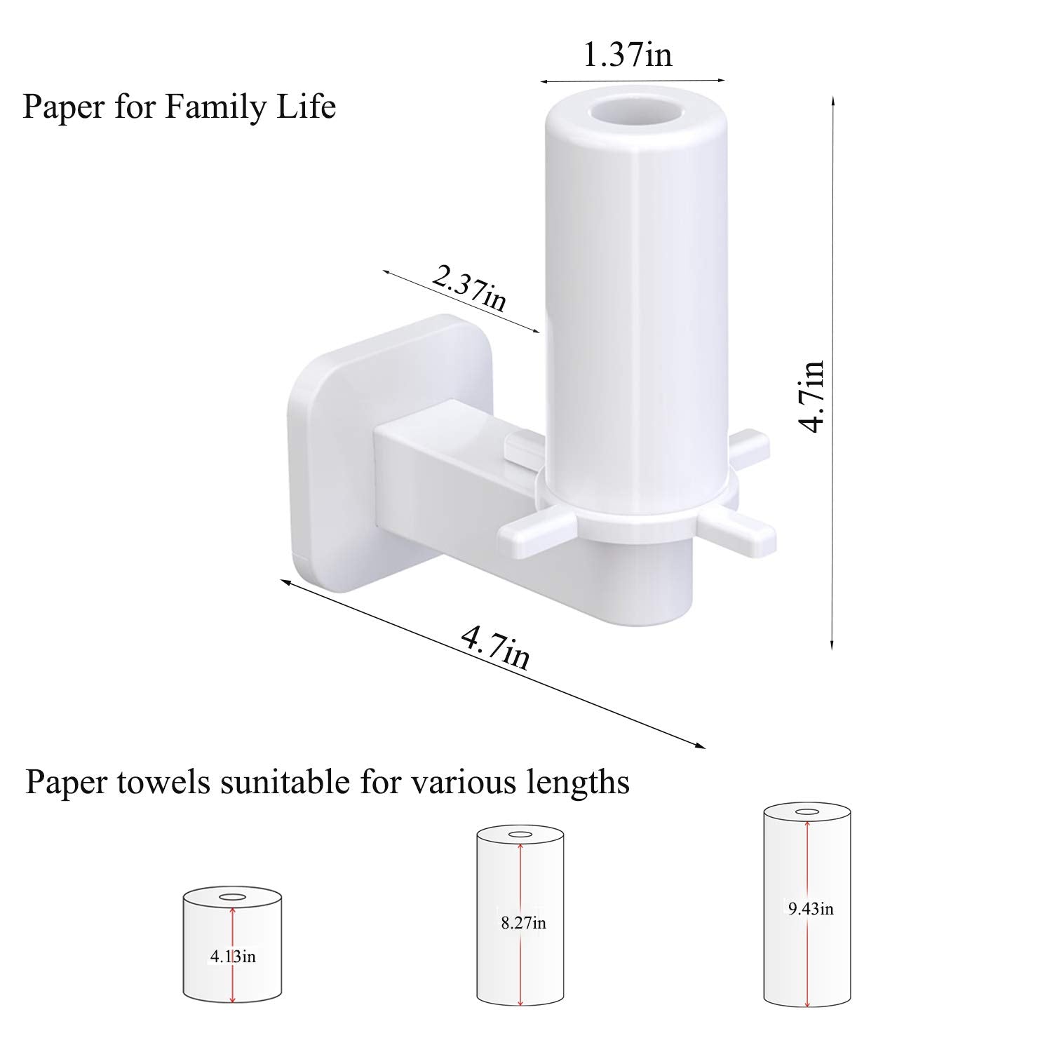 Self Adhesive Toilet Paper Holder  Paper Towel Holder - Bathroom Toilet Paper Holder Stand - Easy Installation No Drilling (White)