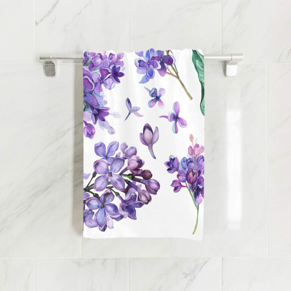 Senya Purple Lilac Flower Hand Towel Ultra Soft Luxury Towels For Bathroom 30''X15''