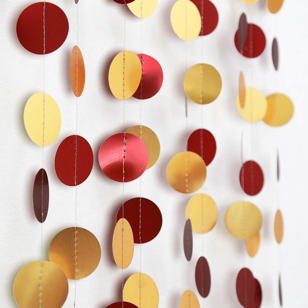 Cheerland Gold Maroon Party Decorations Scarket Red Circle Dots Garland Streamer Hanging Backdrop Wedding Birthday Engagement Br