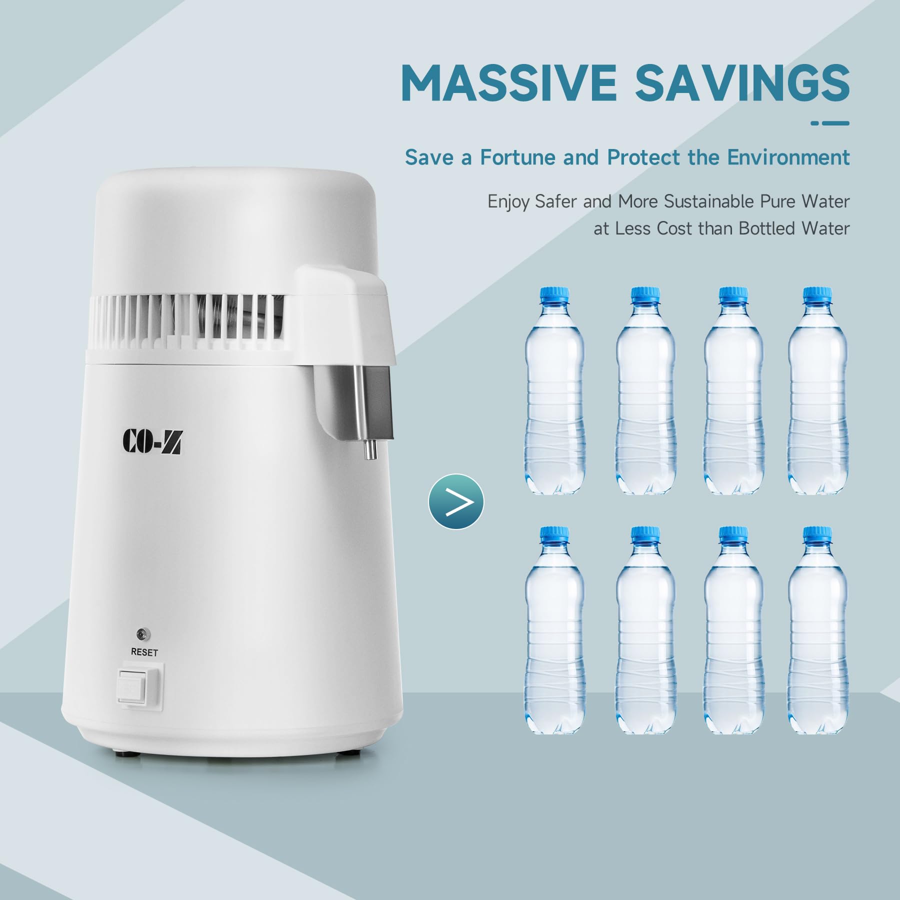 Co-Z Distilled Water Maker, 1 Gallon Water Distiller, 4L Home Countertop Water Distiller Machine, Table Desktop Water Distill Di