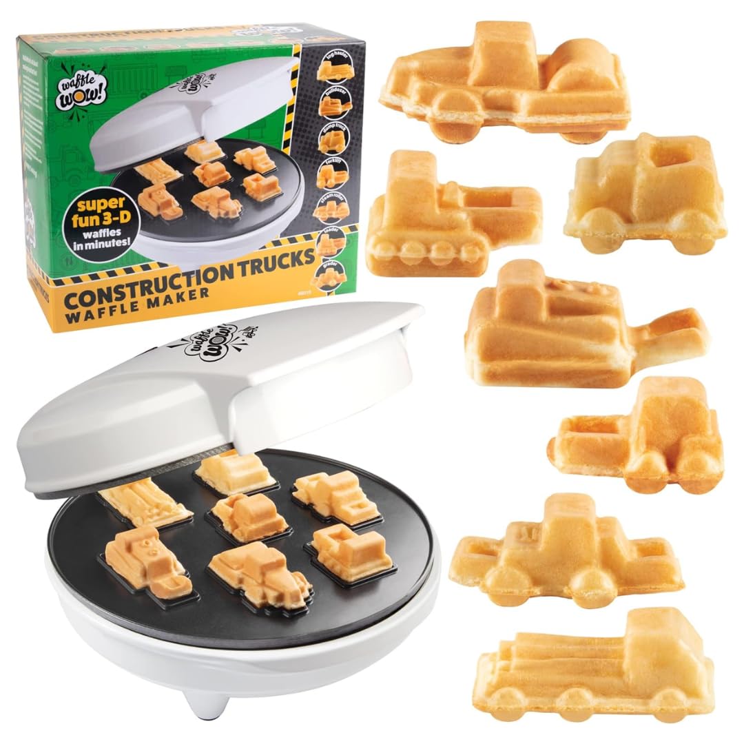 Waffle Wow! Construction Trucks Mini Waffle Maker  Make 7 Different Vehicle Shaped Pancakes Feat a Bulldozer Forklift & More  