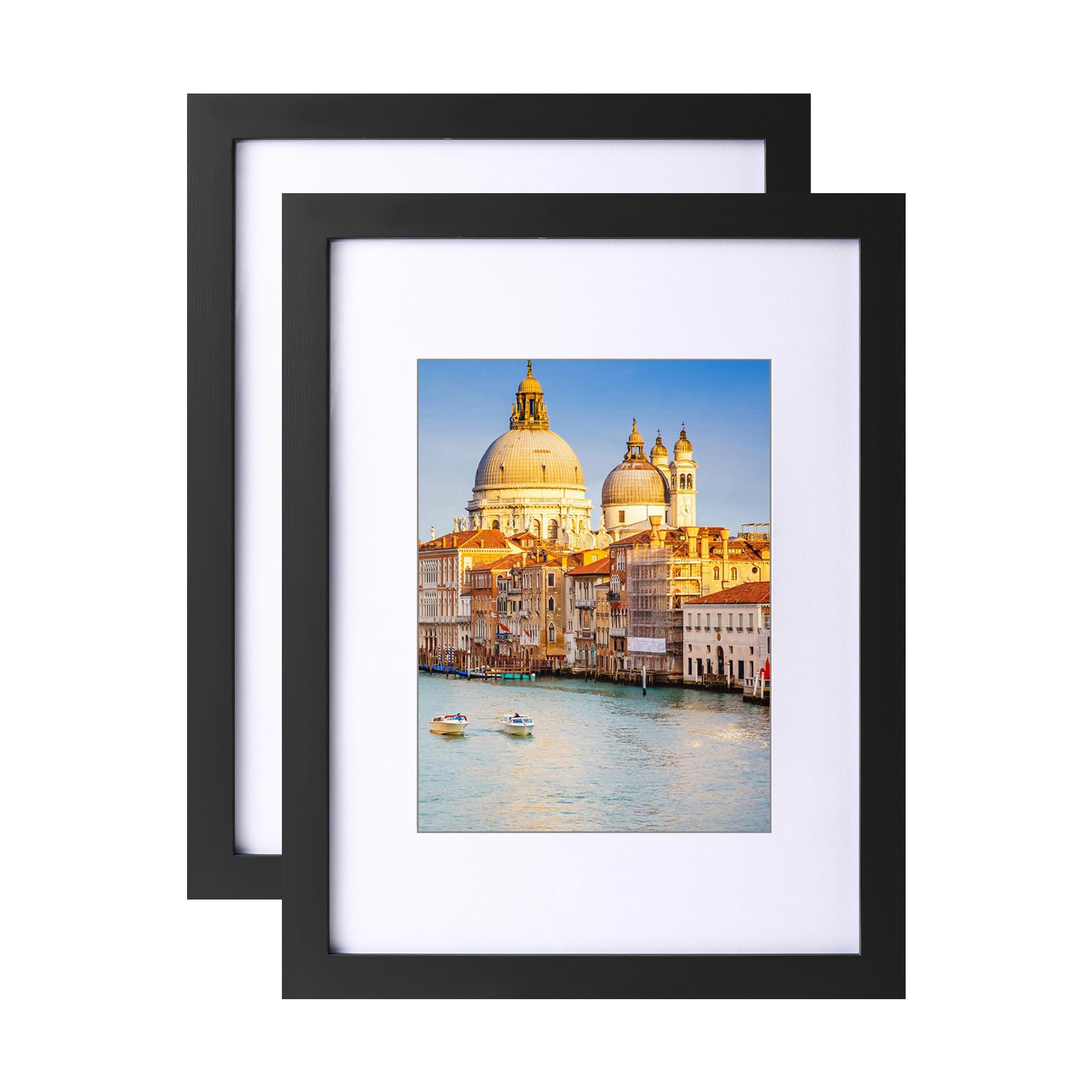 wyooxoo 9x12 Picture Frame Set of 2 Made of Solid Wood Photo Frames Display Pictures 6x8 with Mat or 9x12 Without Mat Colorful F