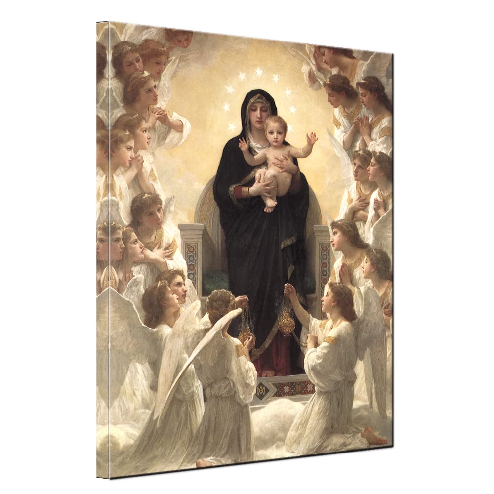 Virgin Mary And Christ Jesus Angel Paradise Lounge Wall Art Poster And Print Artwork For Living Room Wall Decor Wrapped Canvas R