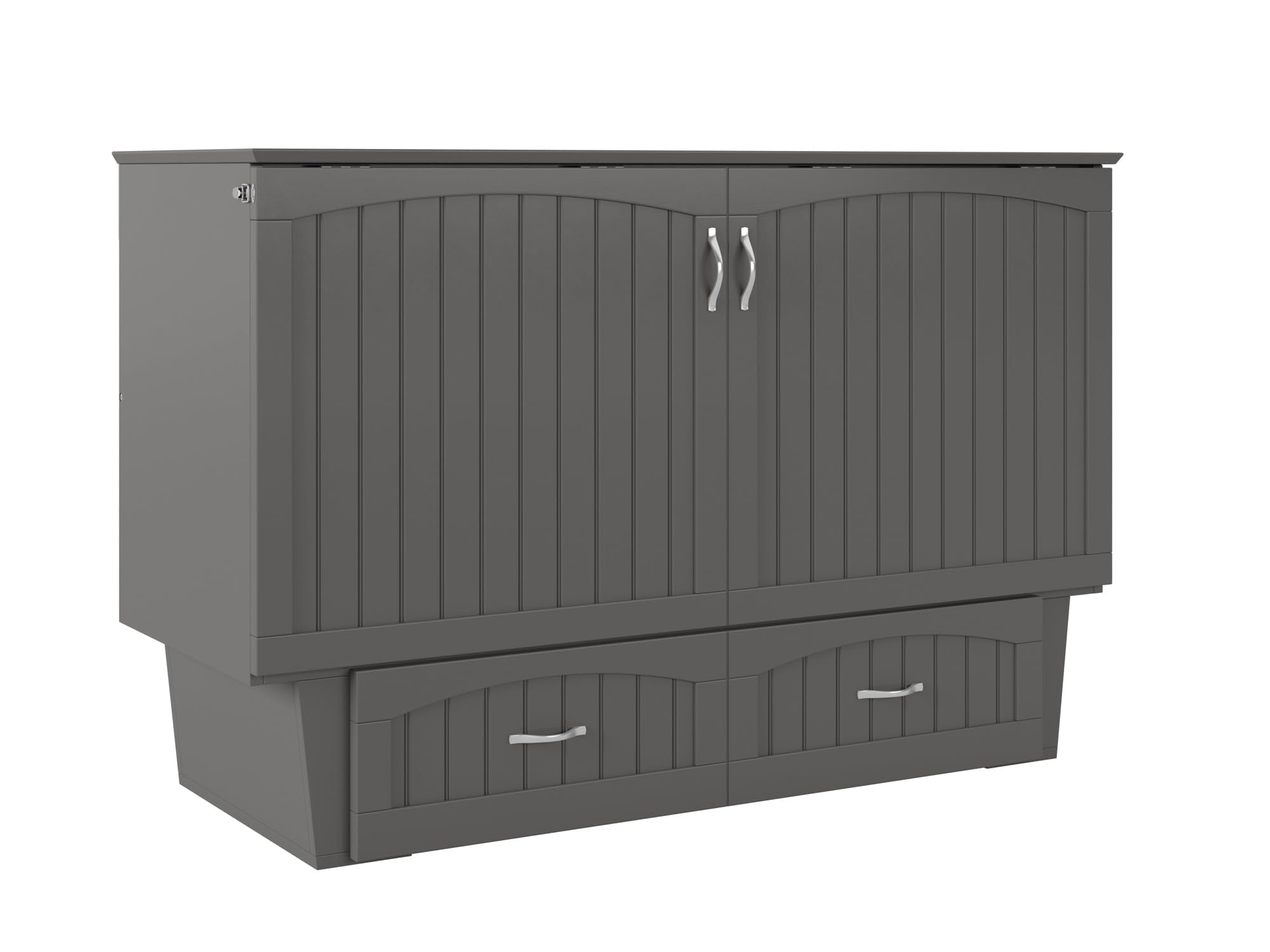 Afi, Nantucket Queen Murphy Bed Chest With Mattress, Storage Drawer And Built-In Usb Charger, Grey