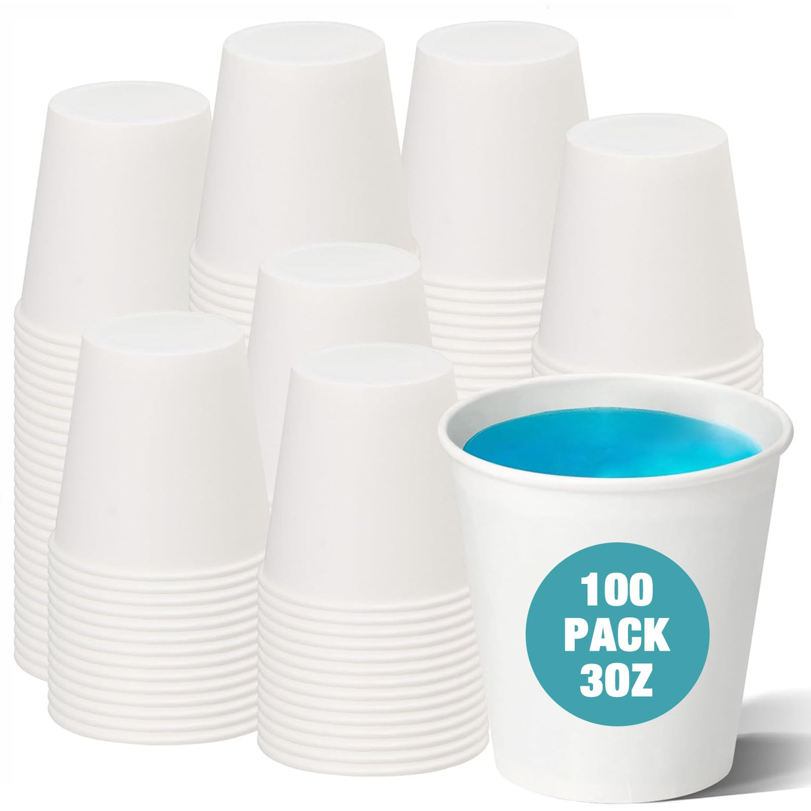 cuphug 100 Pack 3 oz Paper Cups  Disposable Bathroom Cups for Mouthwash, Rinsing, & Dental Care | Also Ideal as Small Coffee Cu