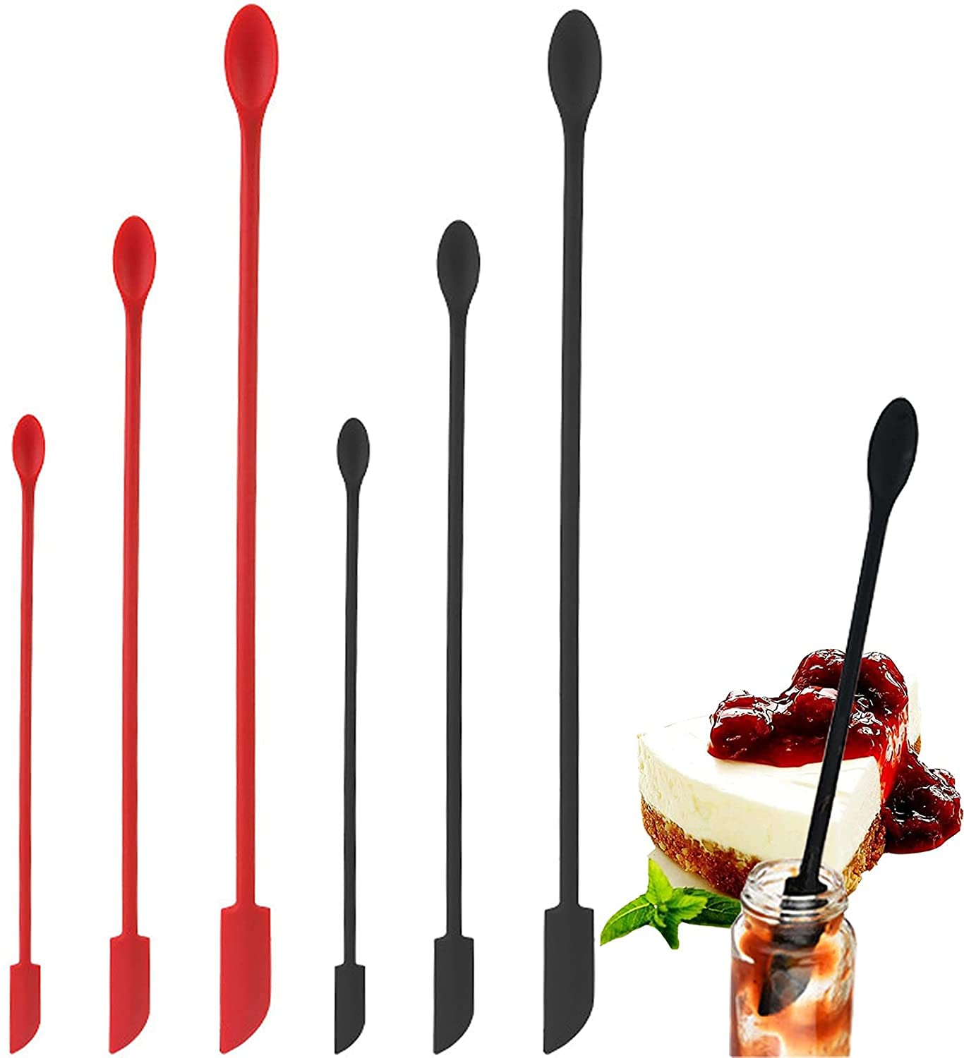 Mini Spatula Silicone, 6 Pcs Jar Spatula Small Spatulas, Reusable Double-Ended Tiny Silicone Spoon Spatula For Kitchen And Beaut