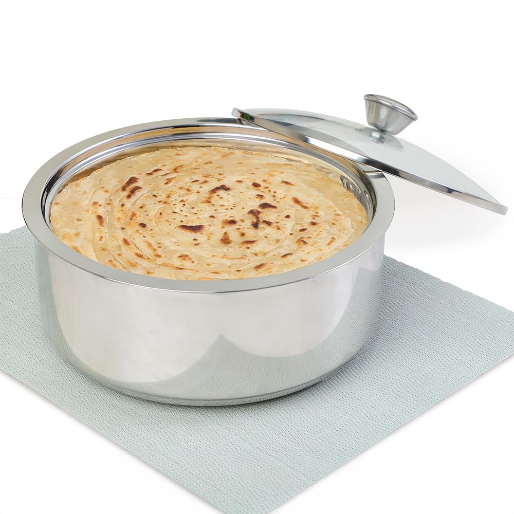 Borosil Stainless Steel Insulated Roti Server, 2.5 Litres, Silver