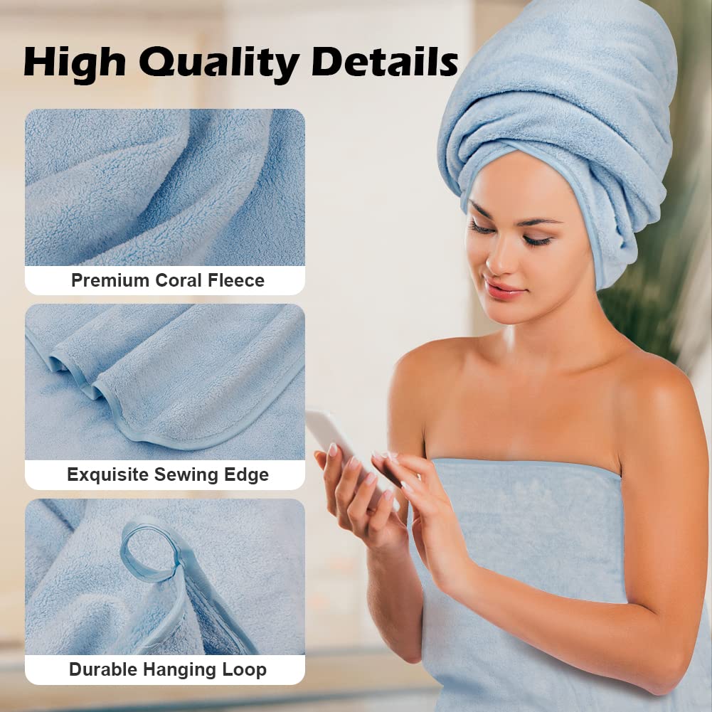 Orighty Bath Towels Set Pack of 4(27?? x 54??) - Soft Feel Bath Towel Sets  Highly Absorbent Microfiber Towels for Body  Quick Drying  Microfiber Bath Towels for Sport  Yoga  SPA  Fitness - Blue