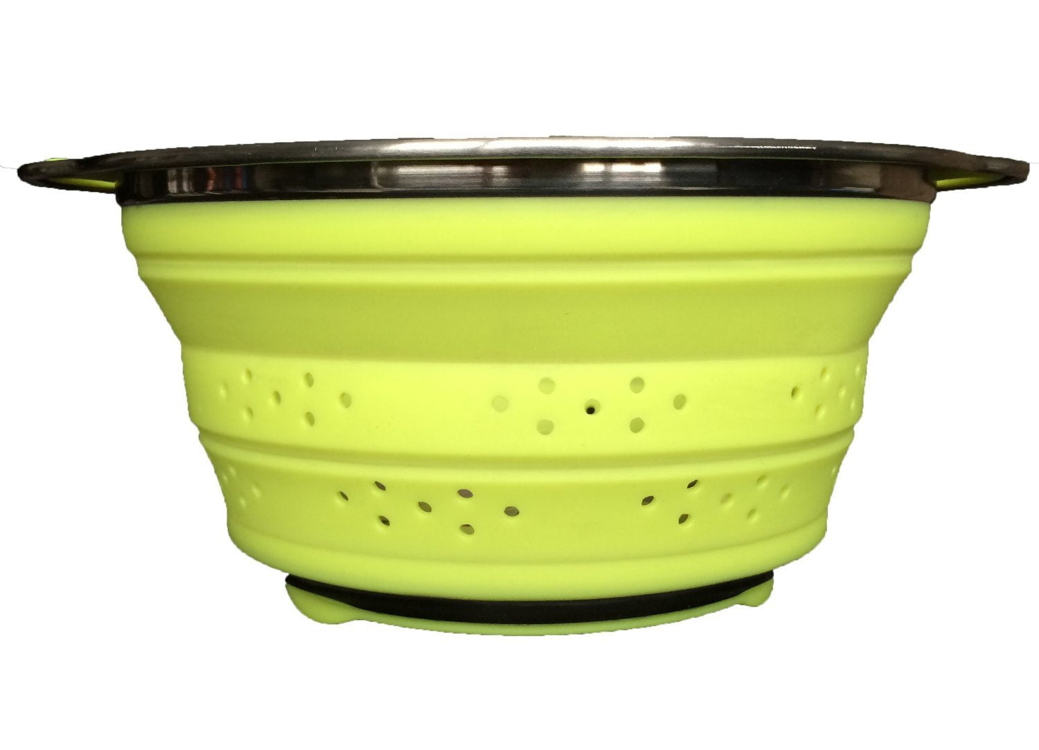 Oneida 8 Inch Color Burst Stainless Steel Silicone Collapsible Colander Strainer - Green