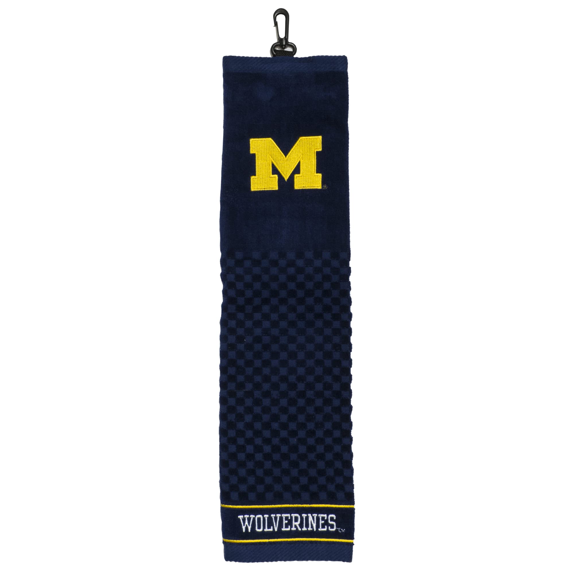 Team Golf Ncaa Michigan Wolverines Embroidered Golf Towel Embroidered Golf Towel, Checkered Scrubber Design, Embroidered Logo