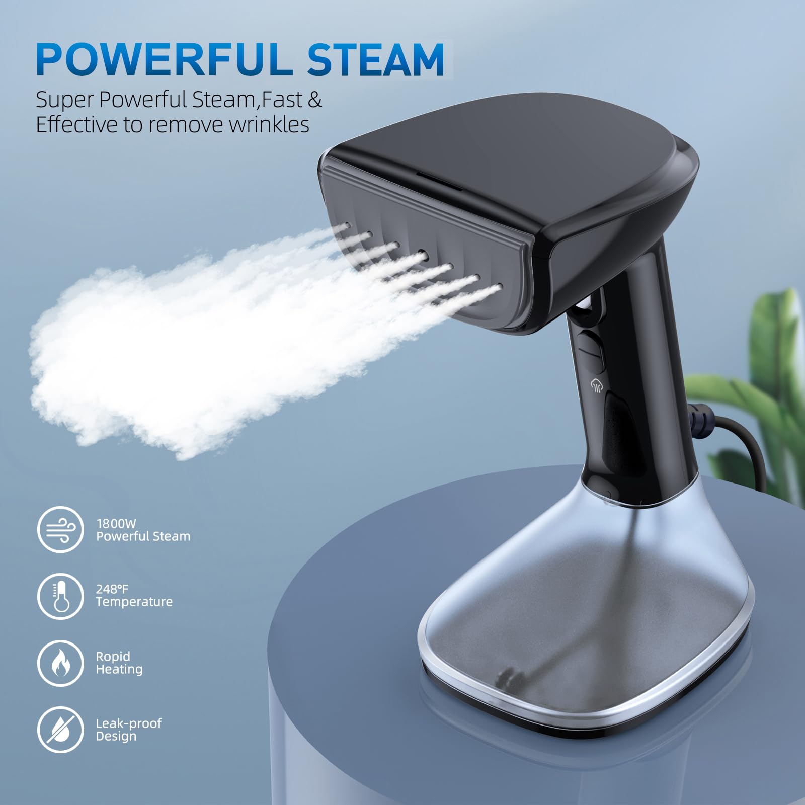 Steamer For Clothes -1800W With Wet/Dry Ironing Modes, 20-Second Heat-Up, Detachable Water Tank, Heat-Resistant Gloves For Wrink