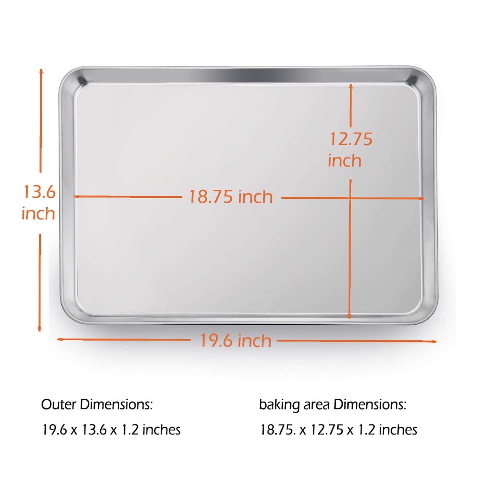Extra Large Baking Sheet Set Of 2, P&P Chef Stainless Steel Bakeware Cookie Sheet Baking Pan, Rectangle 19.6''X13.5''X1.2'', Hea