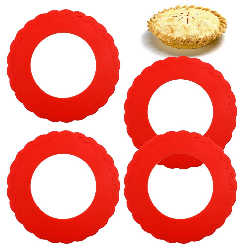 Wybg 4 Pcs Mini Pie Crust Shields, Silicone Pie Pan Shield For Baking ...
