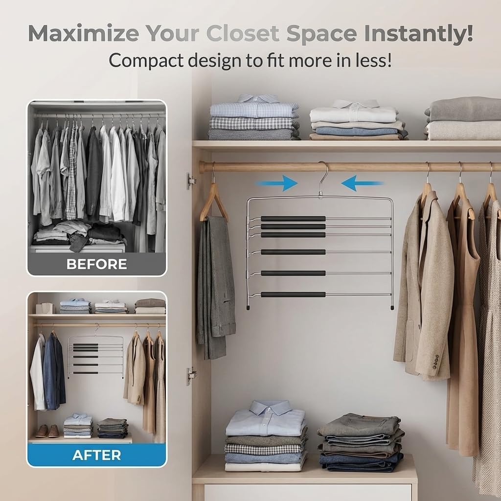 USTECH 8-Tier Swing Arm Pants Hanger