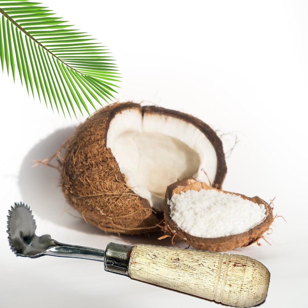 Mahiyash Steel Coconut Grater |Chirava Coconut Scraper Wooden Handle | Handheld Coconut Peeler Scrapper For Kitchen