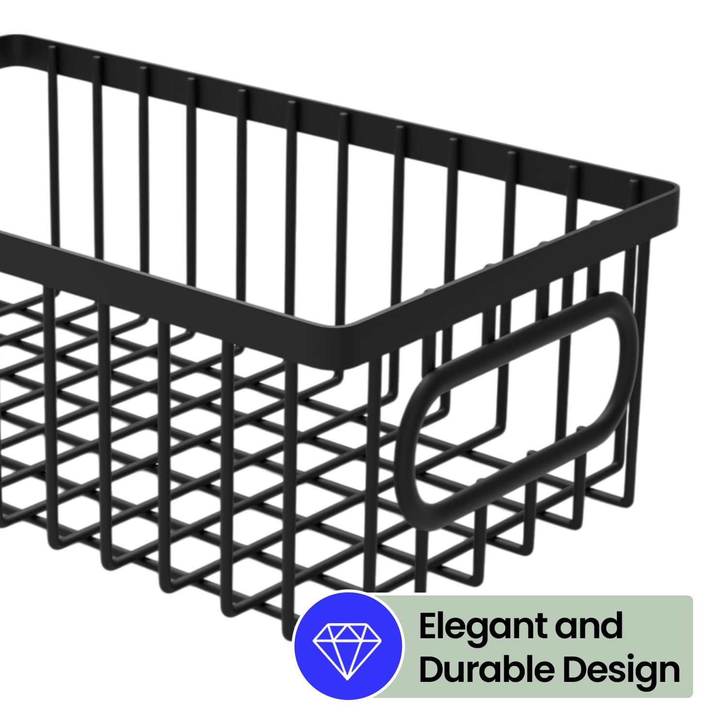 WonderStand Premum Metal Steel Storage Basket For Home and Kitchen (Black)