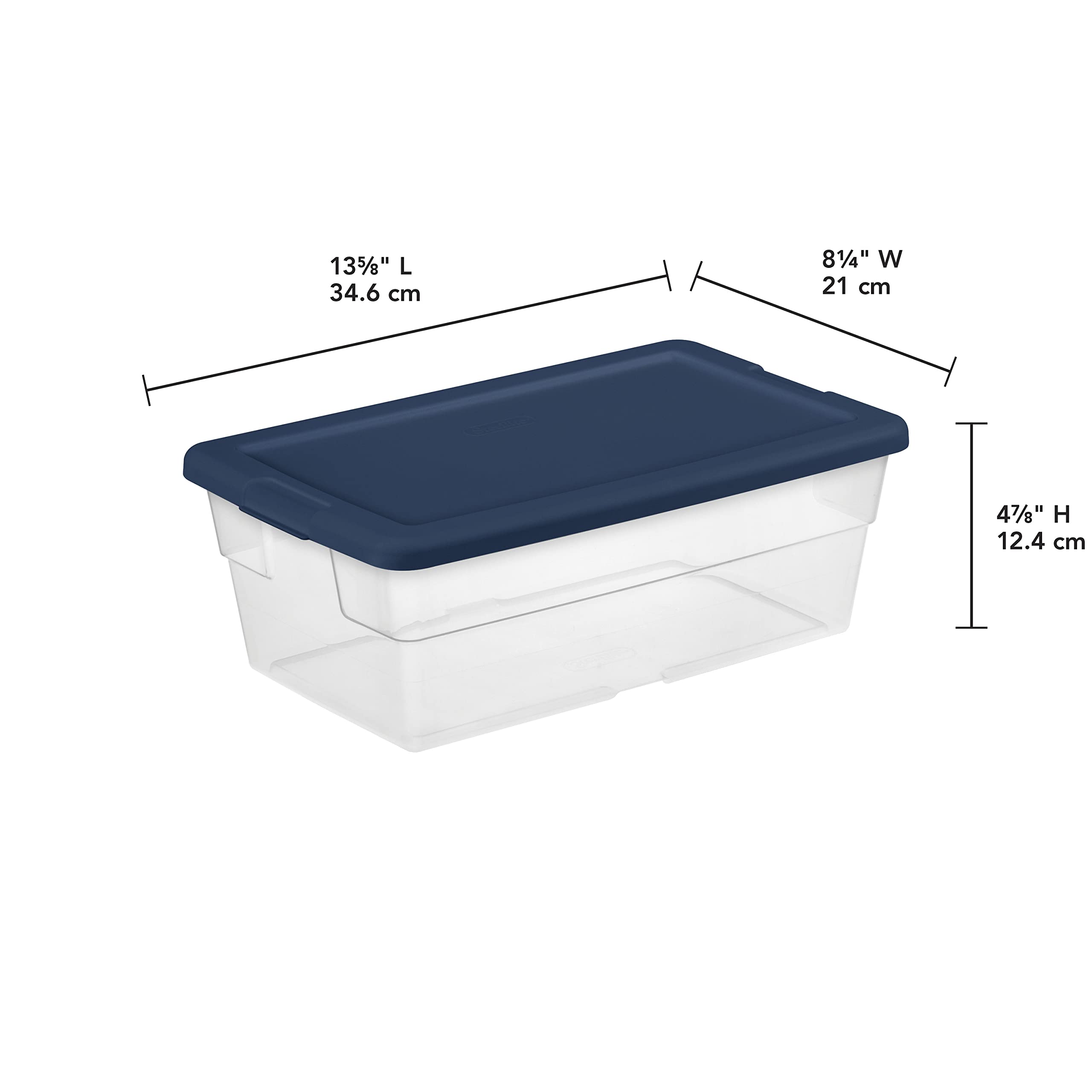 Sterilite Set Of (5) 6 Qt. Storage Boxes Clears, 30 Pack, Marine Blue