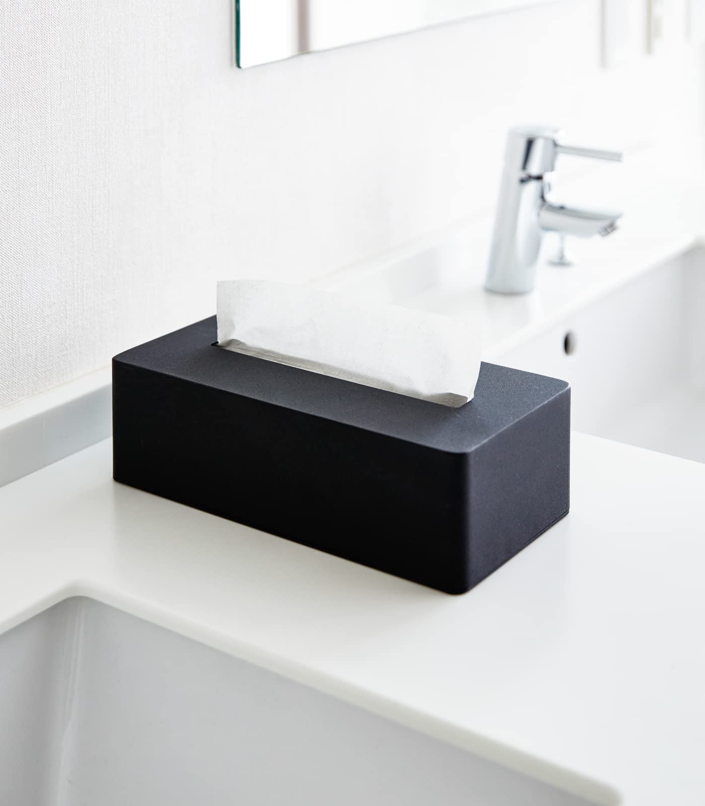 Yamazaki Home Rectangular Reusable Tissue Box Holder Cover Metal Container Case For Kitchen Bathroom Or Bedroom Steel One Size B