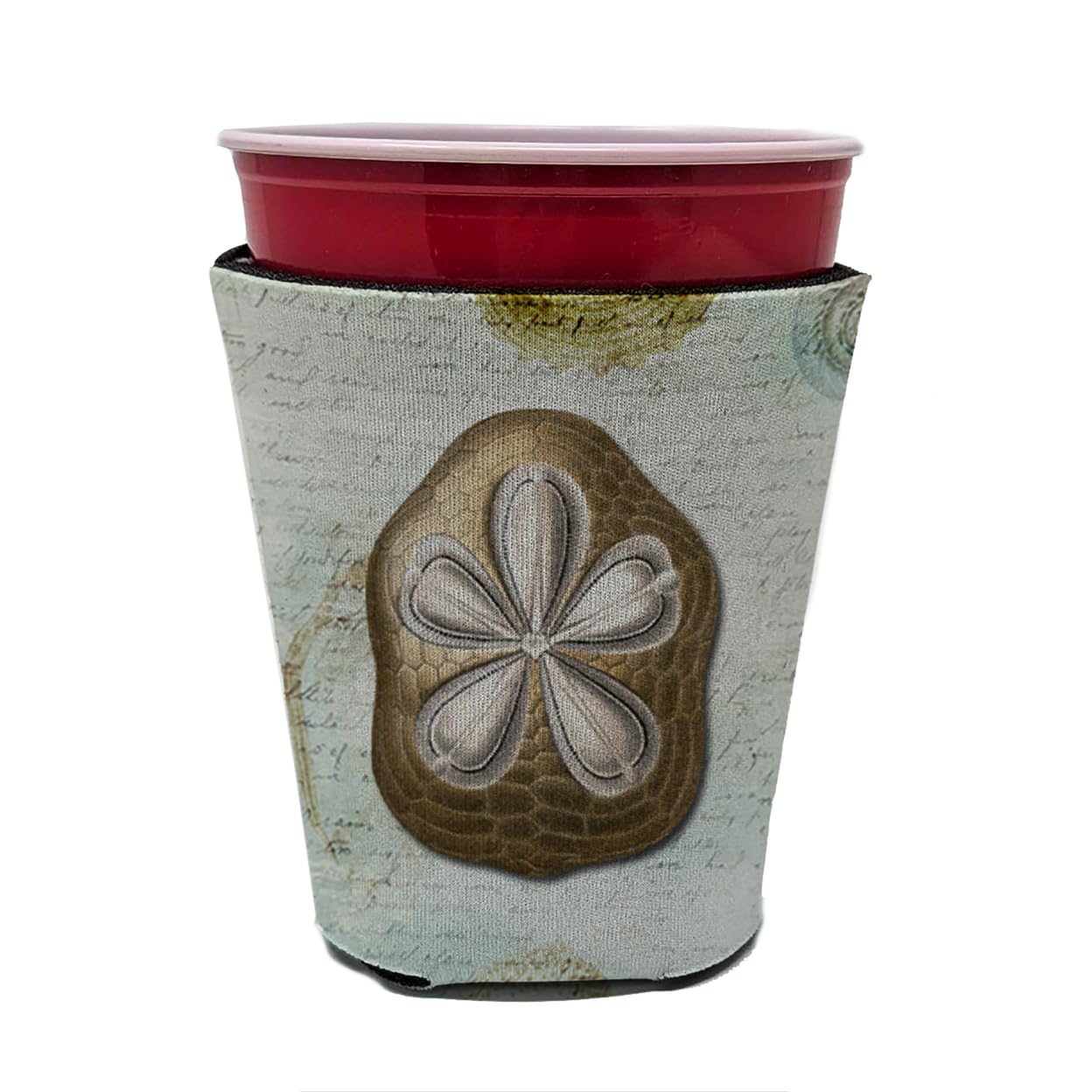 Caroline'S Treasures Sb3027Rsc Beach Gold Sand Dollar #3 Red Cup Hugger Cup Cooler Sleeve Hugger Machine Washable Drink Sleeve H