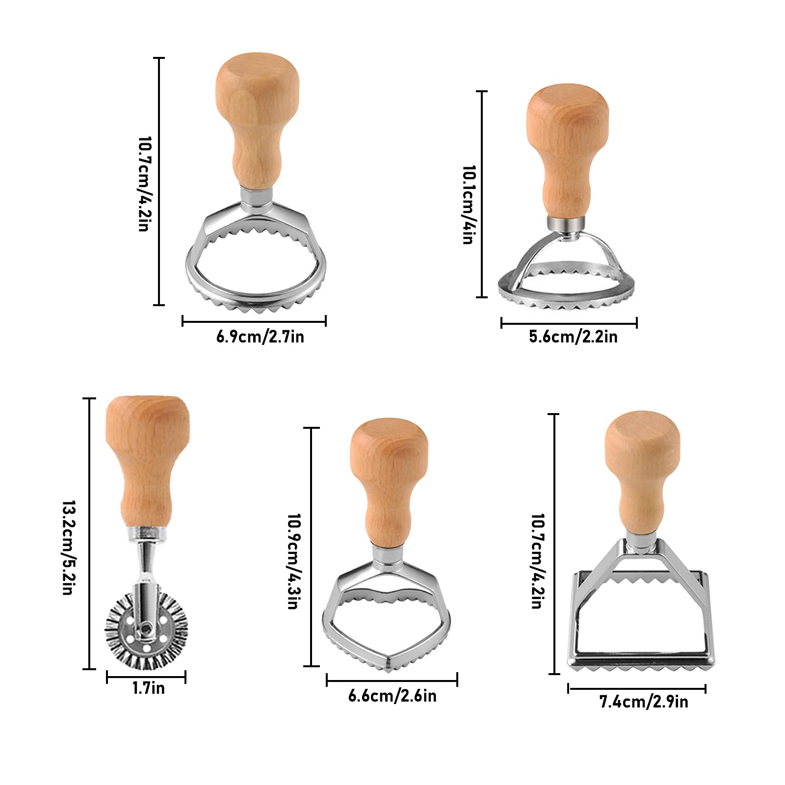 Stainless Steel Dumplings Maker Set Ravioli Maker Cutter Stamp Set With Wooden Handle Dumpling Cutter Tools Stuffing Spoon Dumpl