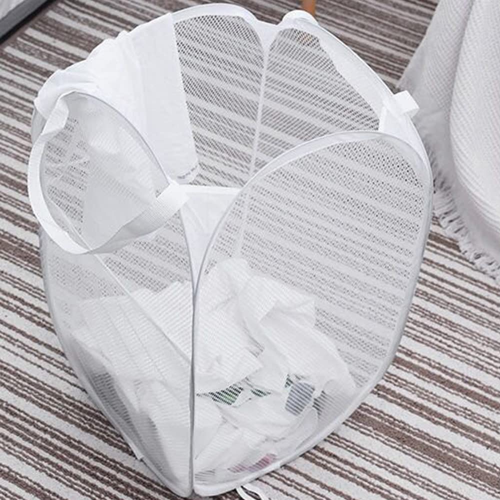 Larpur Popup Laundry Basket, Mesh Clothes Hamper Portable Laundry Hamper With Reinforced Carry Handles, Collapsible For Storage