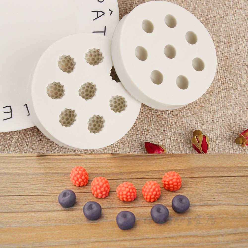 4Pcs/Set Blueberry Raspberry Cherry Strawberry Cake Fondant Molds, Berry Series Sugarcraft Gumpaste Silicone Mold For Chocolate