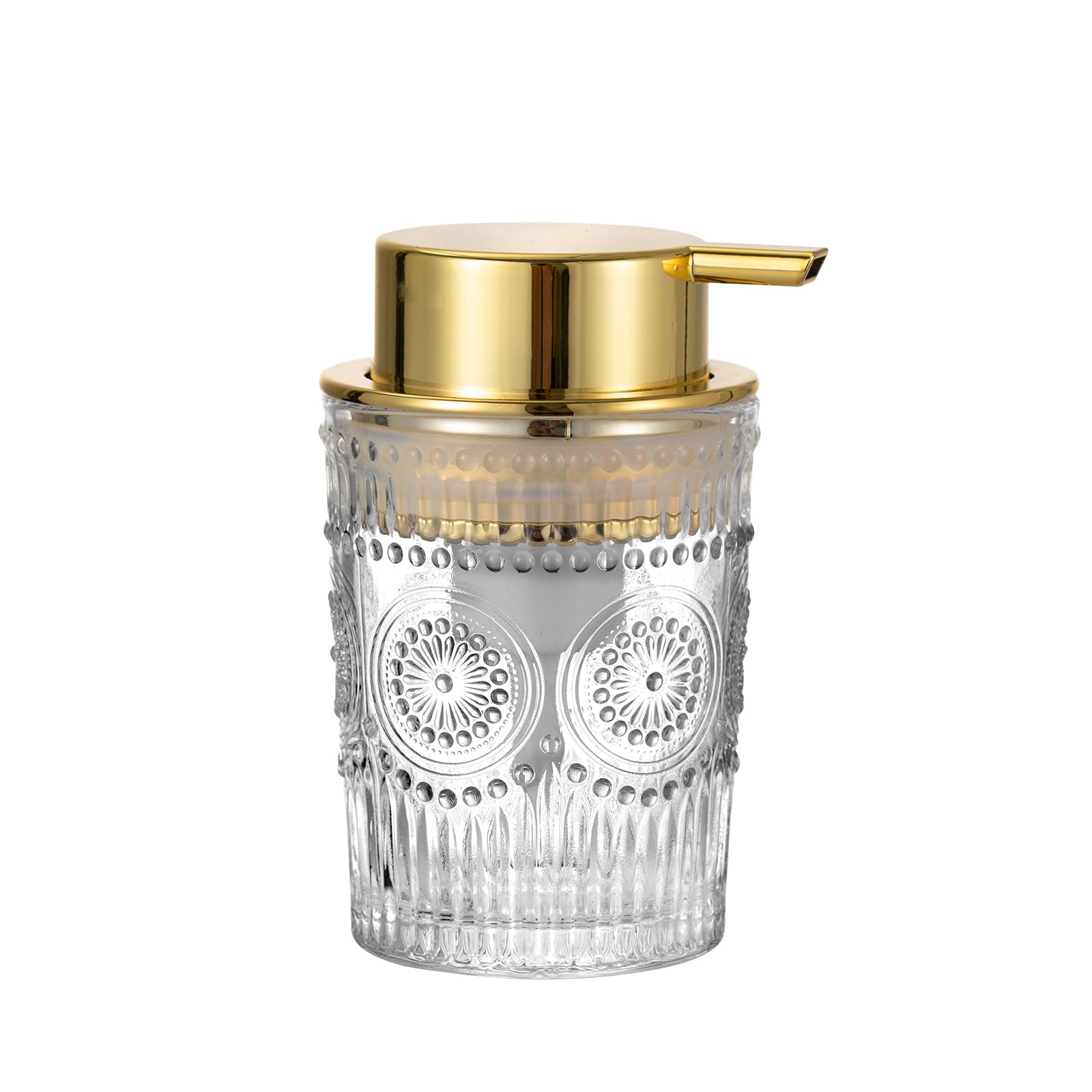 Leicurace Glass Foam Soap Dispenser, Refillable Foaming Dispenser With Gold Pump, Foam Hand Soap Dispenser For Bathroom Kitchen,