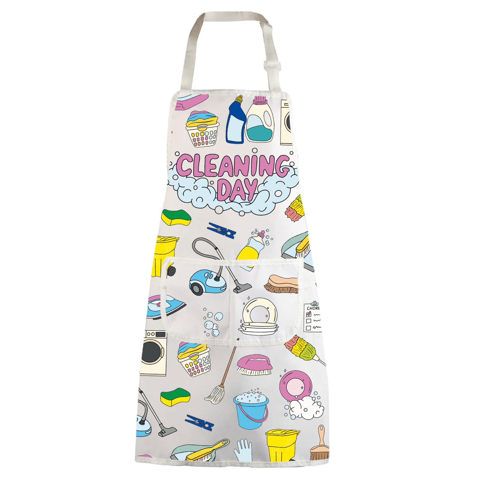 Wzmpa Funny Cleaner Cooking Apron Cleaning Lady Gift Housekeepers Adjustable Apron With Pockets Cleaning Day Merchandise, Cleani