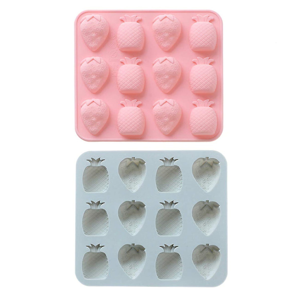 Fewo 2 Pack Strawberry Pineapple Silicone Molds For Chocolate Candy Gummy Gelatin Jello Jelly Baking Cake Soap Crayons Wax Melt