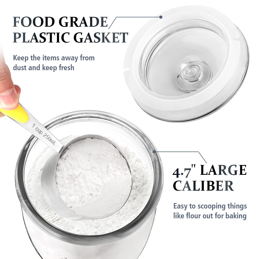 Folinstall Wide Mouth Apothecary Jar With Lid, 0.5 Gallon Glass Jar For Kitchen Storage And Laundry Room Organization, 72 Oz Cle