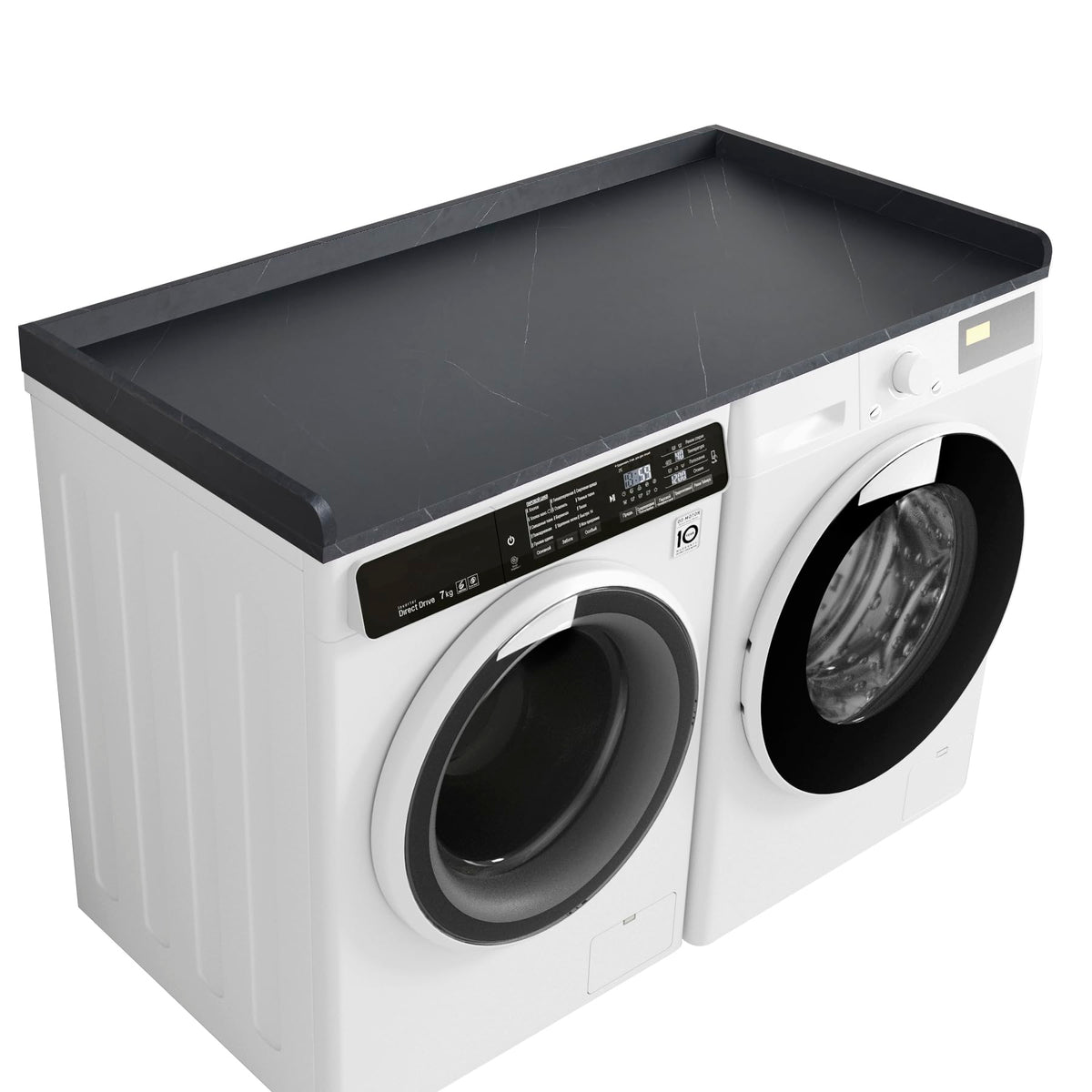 Kaboon Washer Dryer Countertop, Melamine Countertop With Edge Rails - 27.5'' Depth X 54'' Width Laundry Room Organization, Cloud