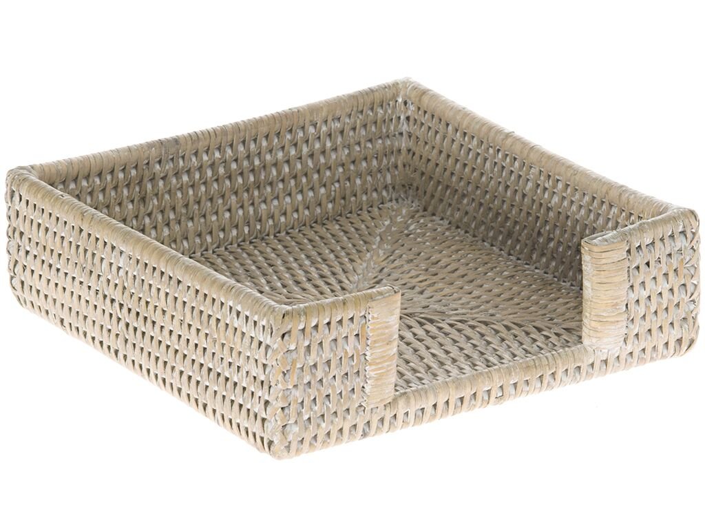 Kouboo La Jolla Rattan Luncheon Paper Napkin Holder, White Wash