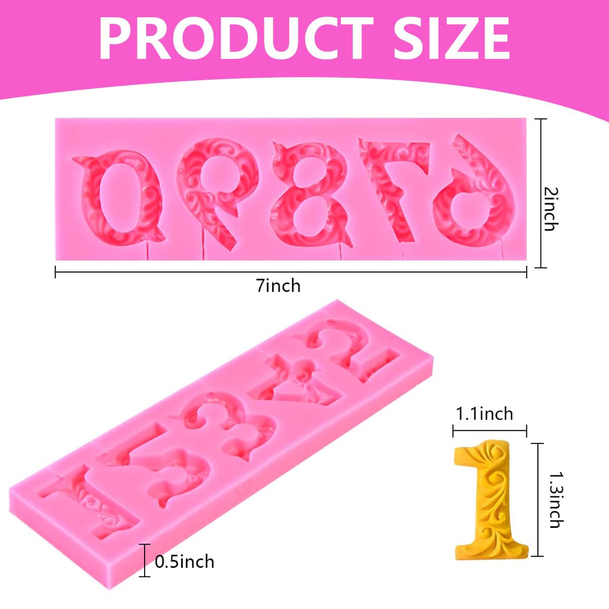 Obtanim Silicone Number 0-9 3D Embossed Fondant Chocolate Mold With Stick Hole For Birthday Cake Decorating Diy Baking