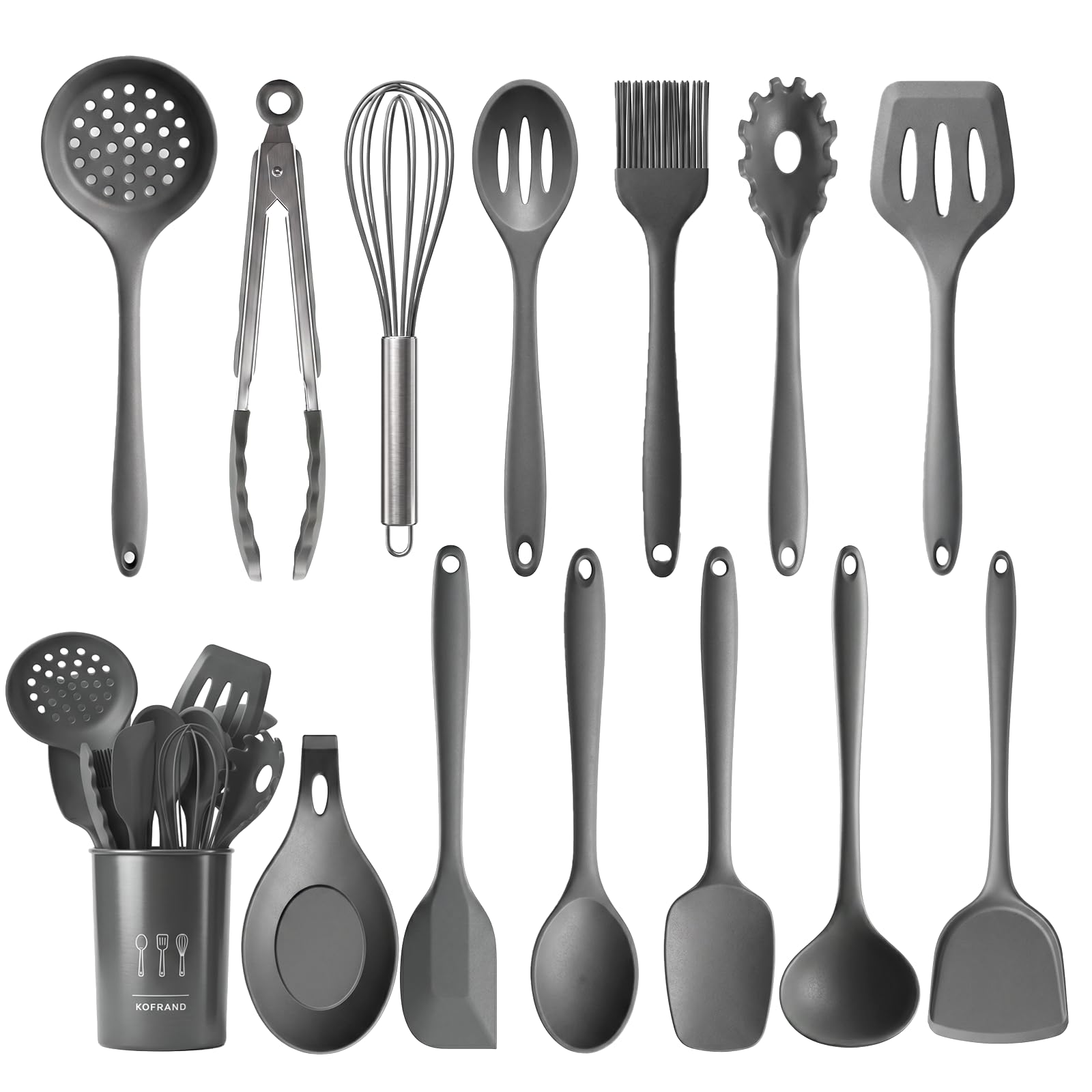 KOFRAND Silicone Cooking Utensil Set, 22F to 446F Heat Resistant