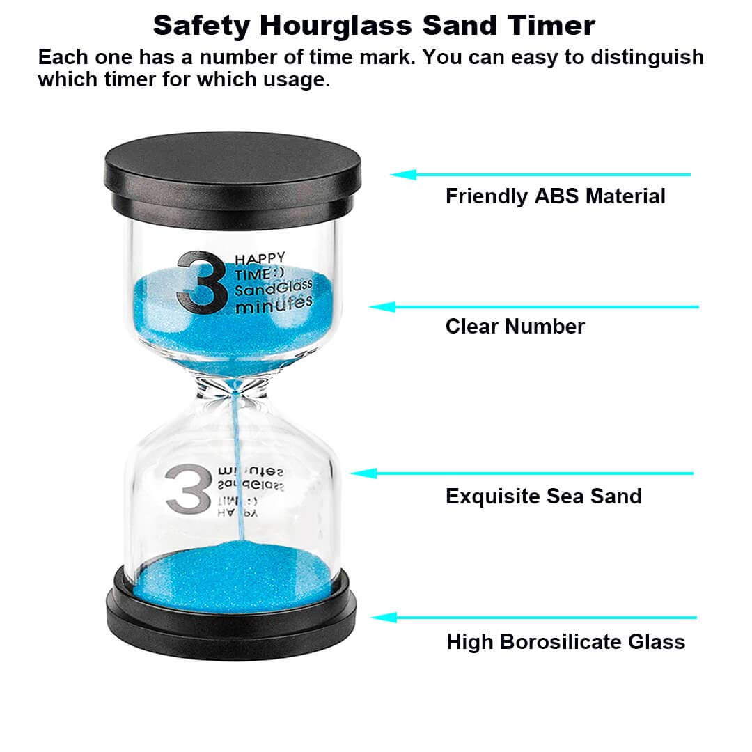 Hourglass Timer 3 Minute Sand Timer: Colorful Sand Clock 3 Minute, Small Blue Sand Watch 3 Min, Plastic Hour Glass Sandglass Tim