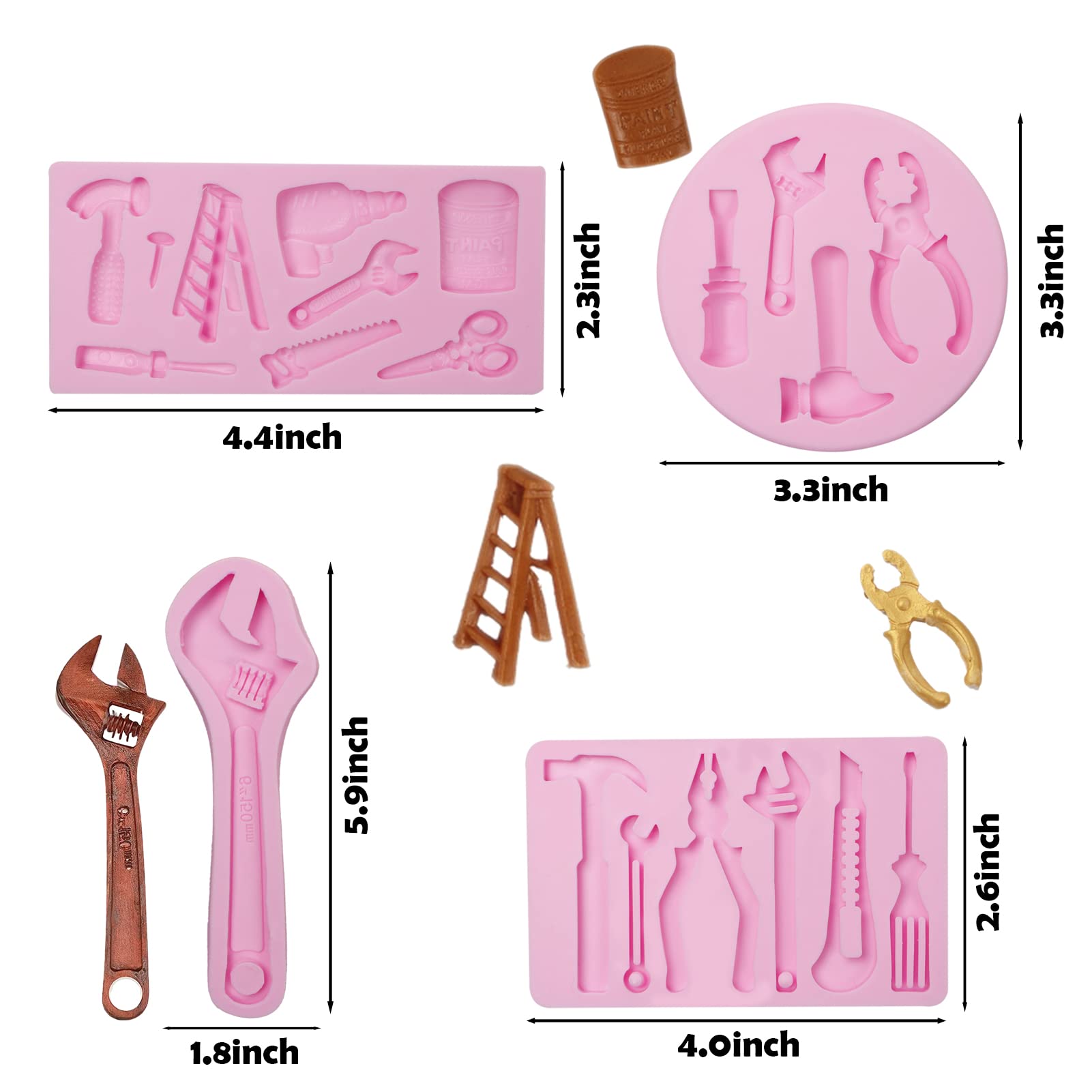 Hand Tools Silicone Molds, Construction Tools Fondant Molds, 3D Sugar Chocolate Molds For Cake Decoration Cupcake Topper Cookie