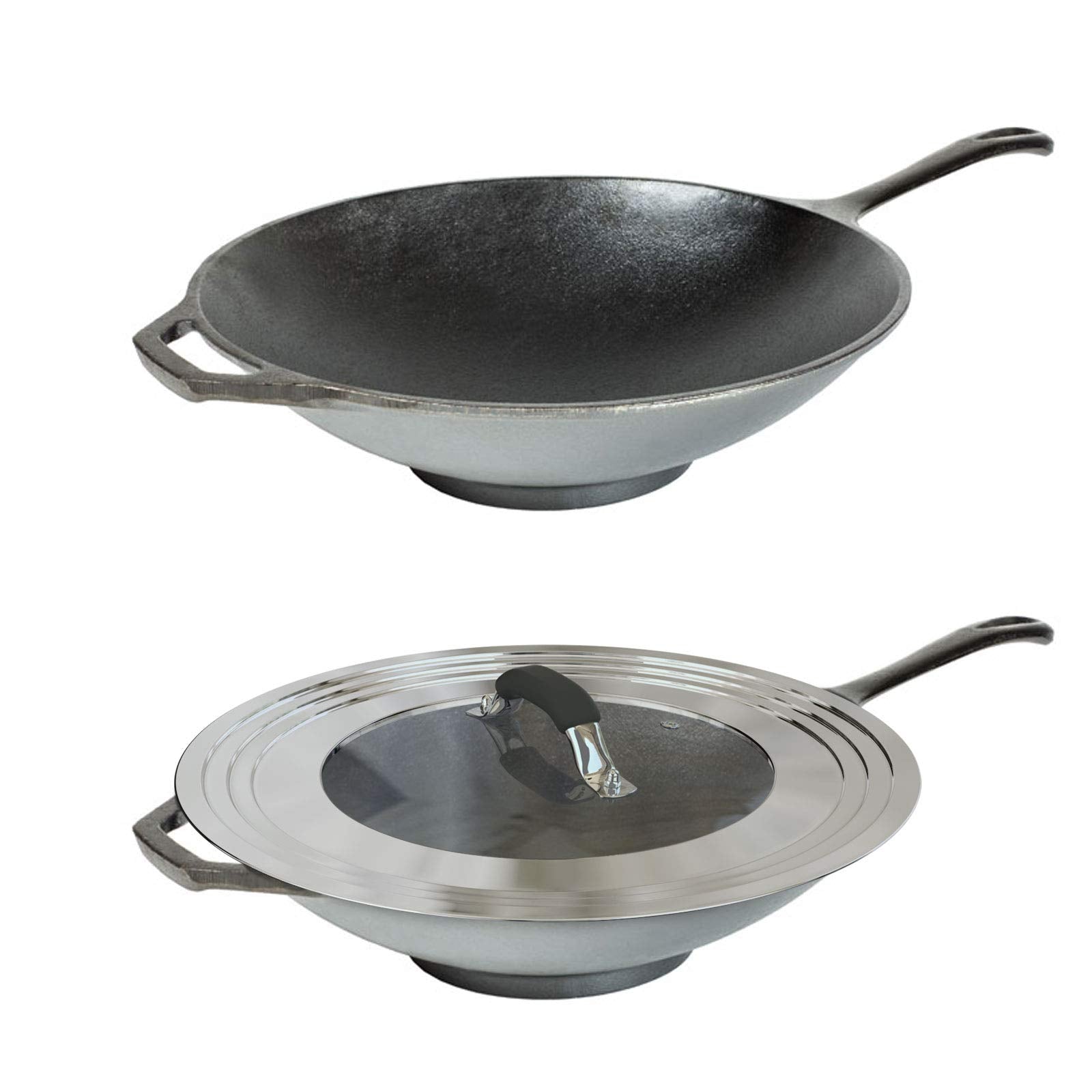 Homvida 15 Inch Large Universal Lid For 11-15'' Pans Pots, Stainless Steel Pan Lid Cover For 11 12 13 14 15 In Cast Iron Skillet
