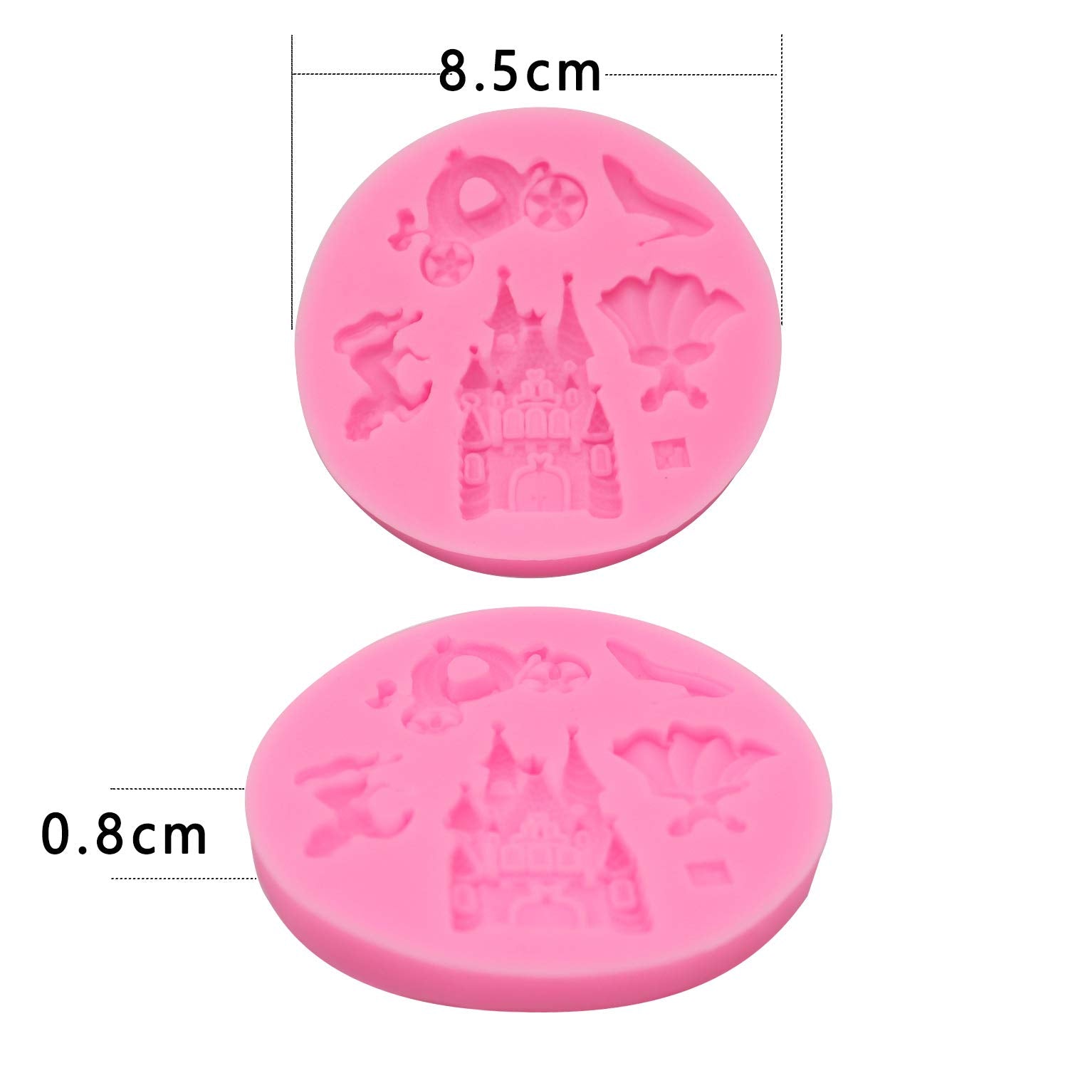 Hengke 2 Pcs Silicone Fondant Mold Children'S Castle Mould Jelly Sugar Chocolate Fondant Silicone Molds For Sugarcraft Candy Cup