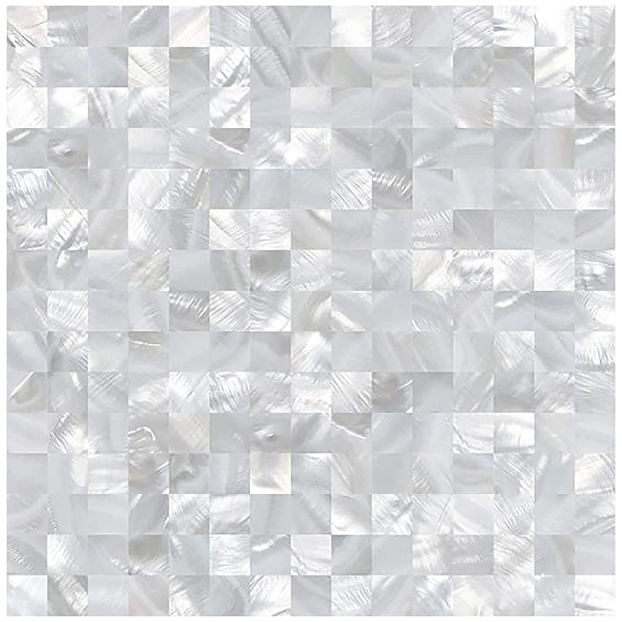 Mother of Pearl Peel and Stick Backsplash MOP Shell Mosaic Subway Tile, for Living Room Background Wall and Kitchen 12In x 12In 