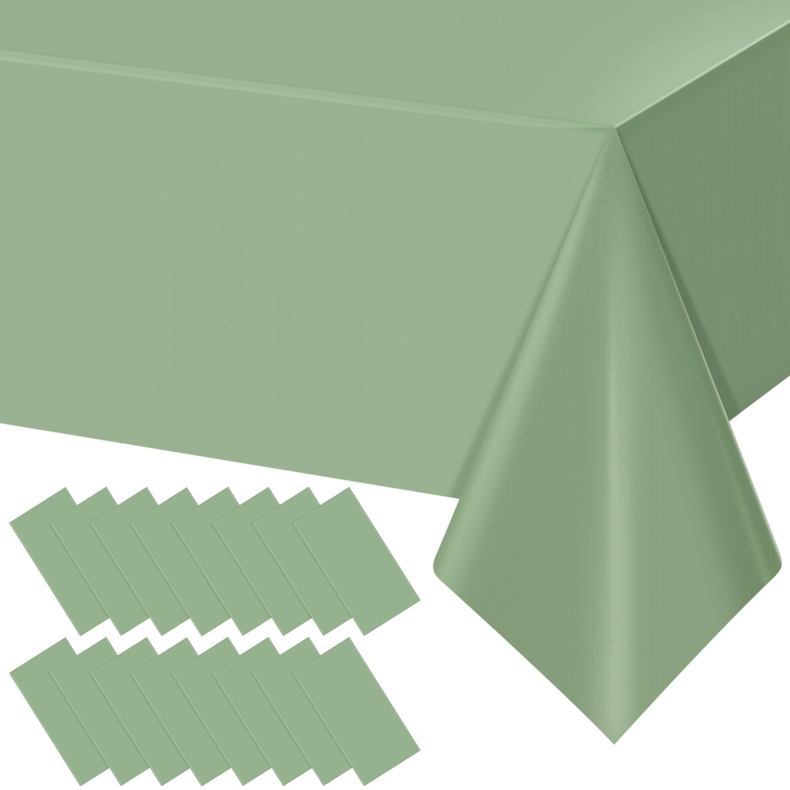 YIDAKO 16Pack Sage Green Plastic Tablecloths Rectangle Light Green Tablecloth Waterproof Disposable Sage Table Cover for Summer 