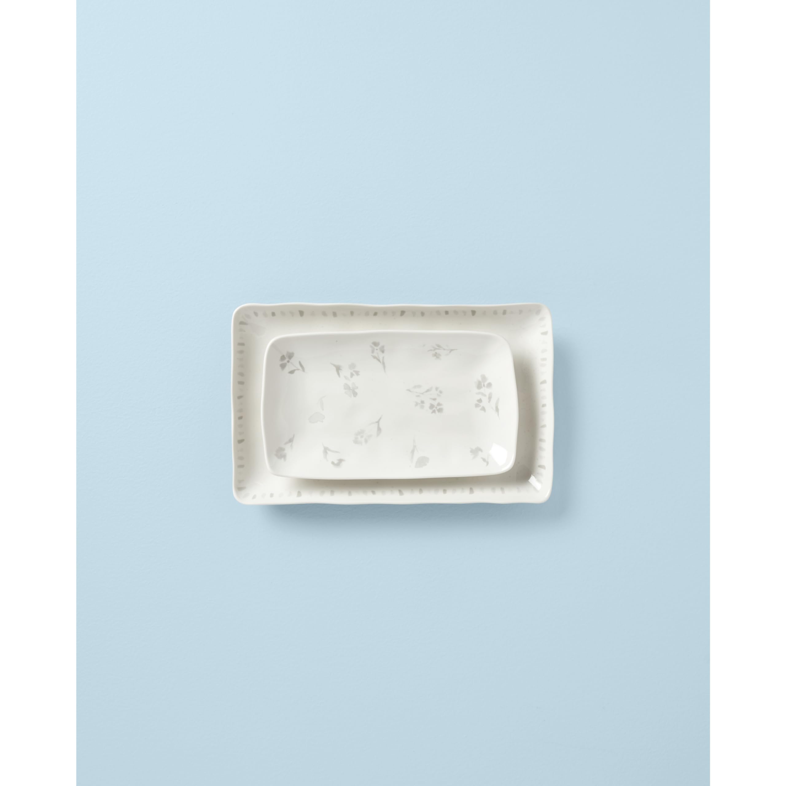 Lenox Oyster Bay 2-Piece Nesting Serving Platters, 3.40 Lb, White