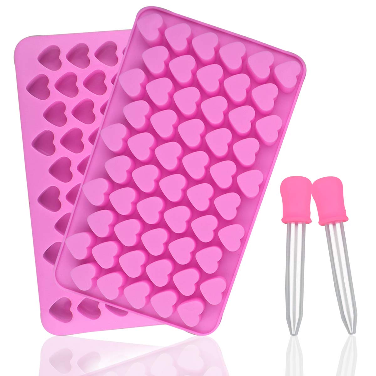 2 Pack Silicone Mini Heart Molds With 2 Droppers Ice Cube Heart Molds Gummy Heart Molds Mini Heart Shape Mold For Baking Silicon
