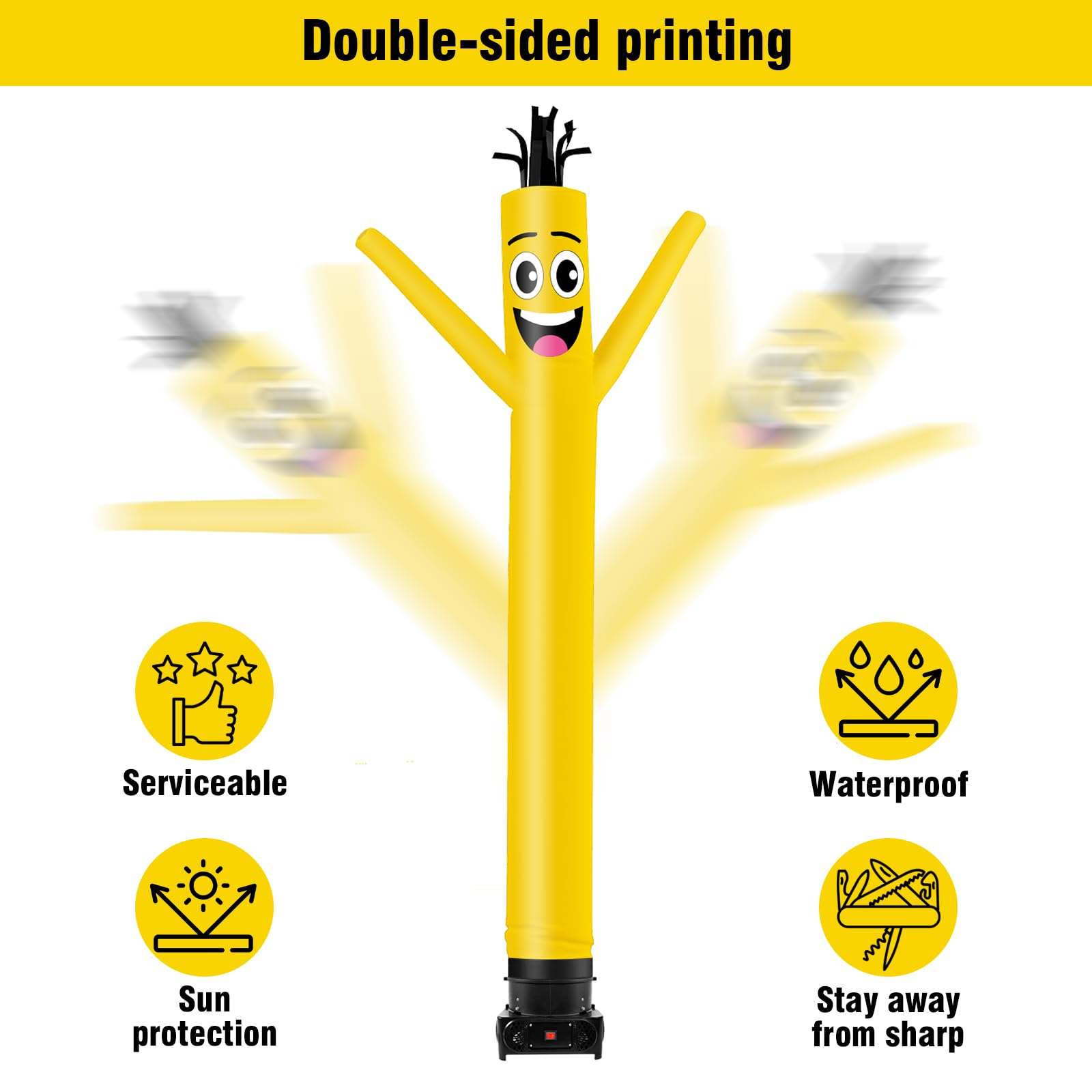 GOODENY 10FT Tall Inflatable Tube Man Wacky Wavy Dancing Guy with 3/4 HP Weather-Resistant Blower (12  Diameter) for Outdoor Dec