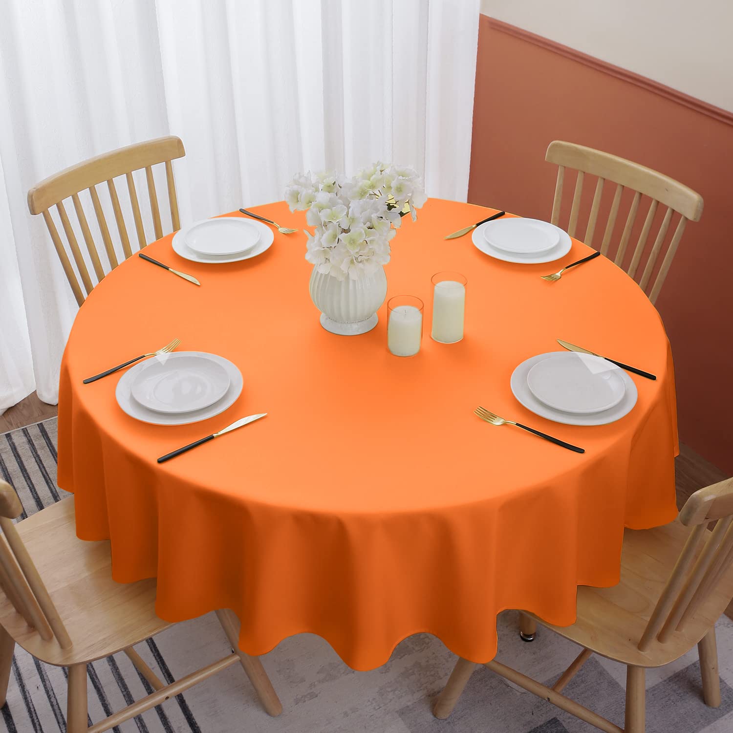 Softalker Halloween Round Tablecloth Waterproof & Stain Resistant Fall Table Cloth Wrinkle Free Fabric Washable 210Gsm Polyester